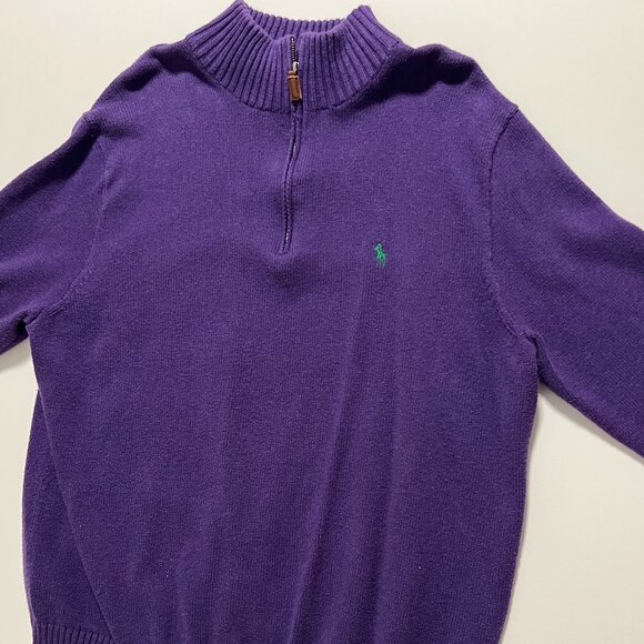 Polo Ralph Lauren Sweater 1/4 Zip Pullover Preppy Purple Men's size XLT Tall - Picture 1 of 7